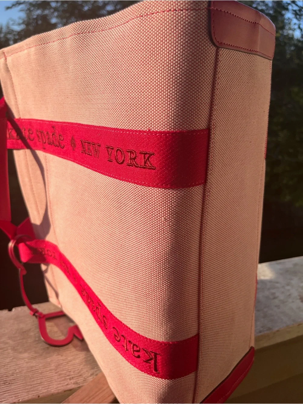 KATE SPADE PINK CANVAS TOTE BAG
